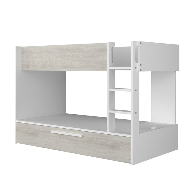 Trasman Stapelbed Jules grijs eiken met slaaplade