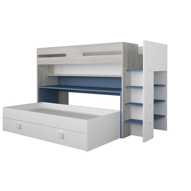 Trasman Hoogslaper Spectra Blauw met bureau en bed