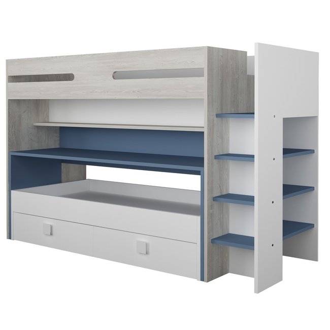 Trasman Hoogslaper Spectra Blauw met bureau en bed