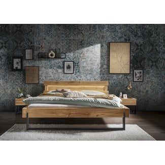 TPT Möbel Balkenbed New York incl. LED verlichting - massief geolied wild eiken