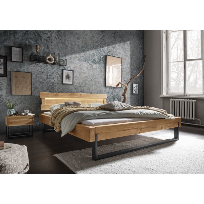 TPT Möbel Balkenbed New York incl. LED verlichting - massief geolied wild eiken