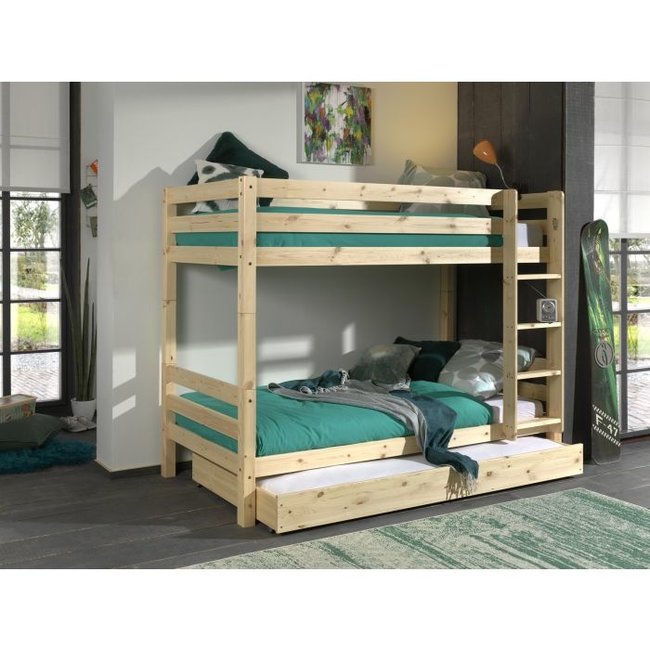 Vipack Stapelbed Pino Natuur gelakt - 140 cm hoog