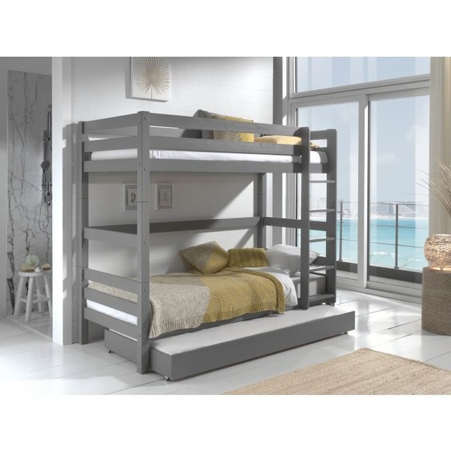 Vipack Stapelbed Pino Grijs - 160 cm hoog- 90x200 cm