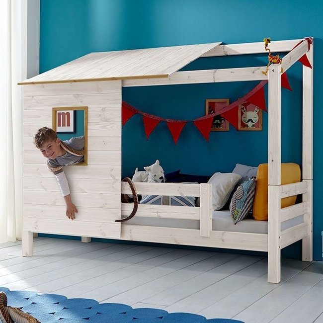 INFANSKIDS Thijs Boomhut laag- Whitewash 90x200cm