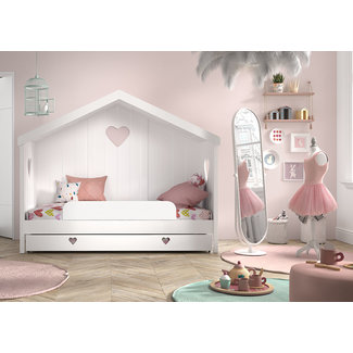 Vipack Housebed Amori met achterwand- Wit 90x200cm