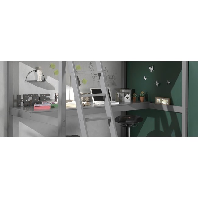 Vipack Hoogslaper Pino 140 x 200 cm - Grijs