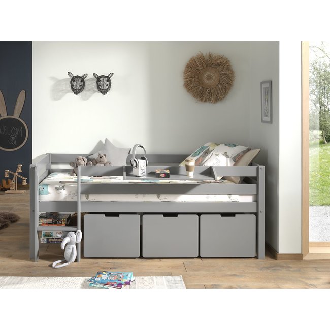 Vipack Halfhoogslaper Pino Grijs 90x200cm