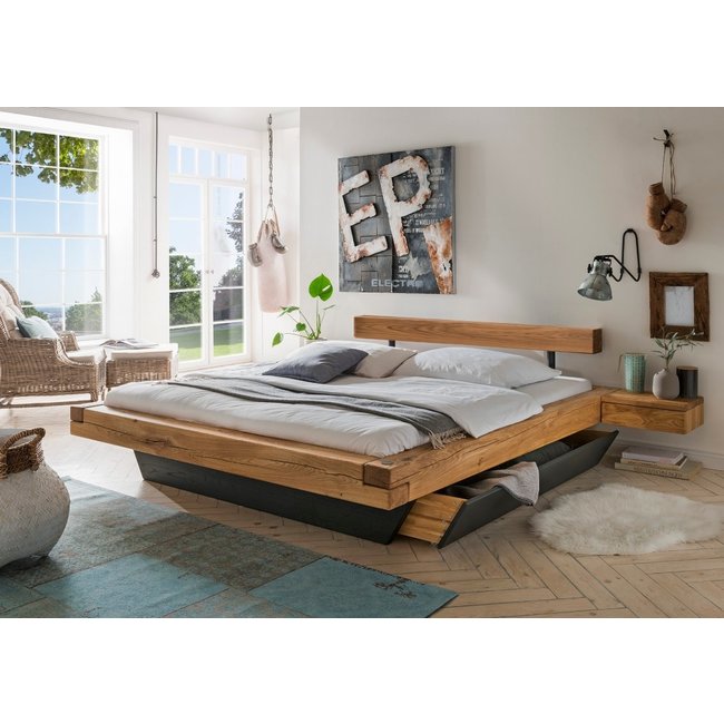 TPT Möbel Industrieel Balkenbed Star - massief geolied wild eiken