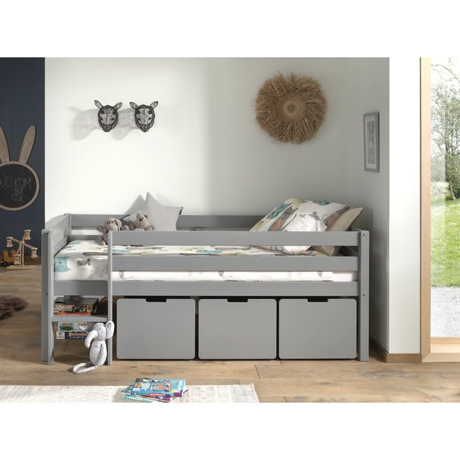 Vipack Halfhoogslaper Pino Grijs 90x200cm