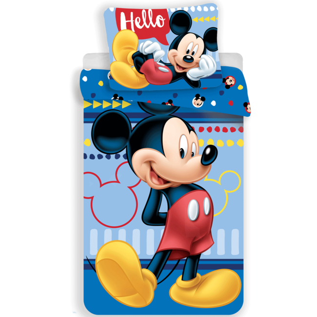 Disney Mickey Mouse Dekbedovertrek, Hello - 140 x 200 + 60 x 80 - Katoen