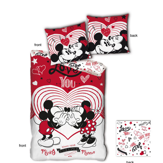 Disney Minnie Mouse Dekbedovertrek, Love You - 140 x 200 + 63 x 63 cm - Polyester