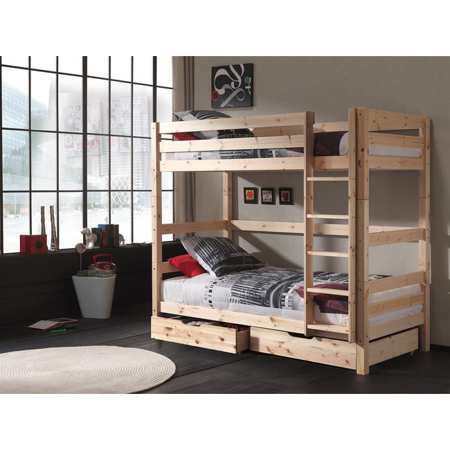 Vipack Stapelbed Pino Natuur - 180 cm hoog- 90x200 cm