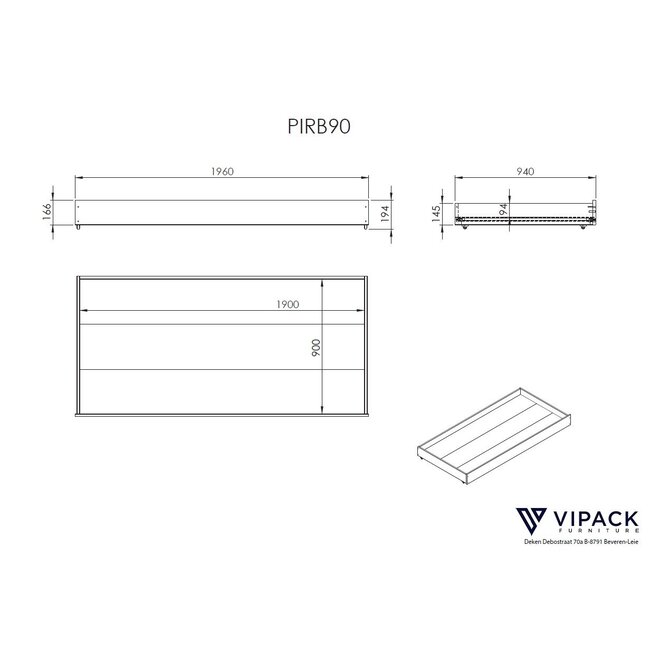 Vipack Stapelbed Pino Natuur - 160 cm hoog  - 90x200 cm