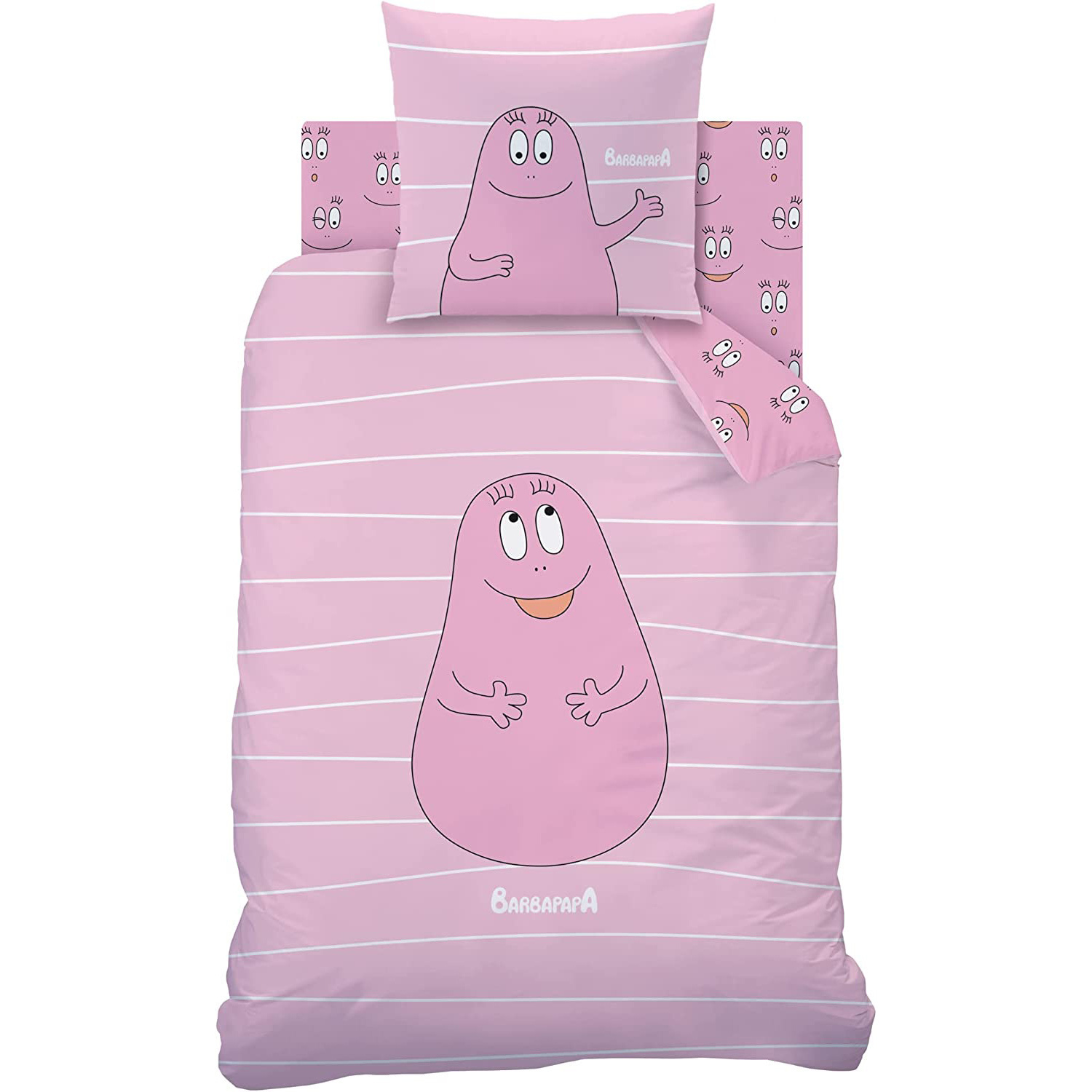 Barbapapa Dekbedovertrek Pink - Eenpersoons - 140  x 200 + 63 x 63 cm - Katoen