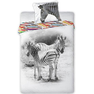 Zebra - Dekbedovertrek - Eenpersoons - 140 x 200 cm - Multi