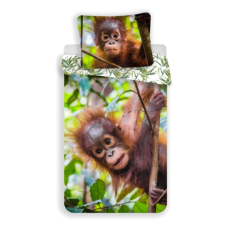 Dekbedovertrek Orangoetans - Eenpersoons - 140  x 200 cm - Katoen