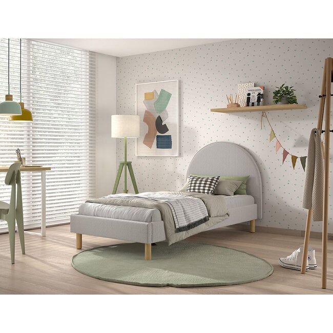 Vipack Bed Moon Bouclé 90x200 cm- Grijs