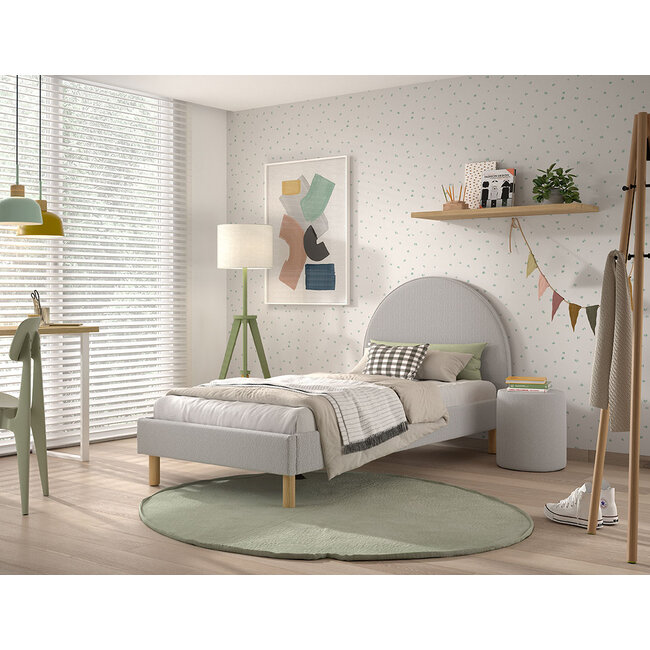 Vipack Bed Moon Bouclé 90x200 cm- Grijs