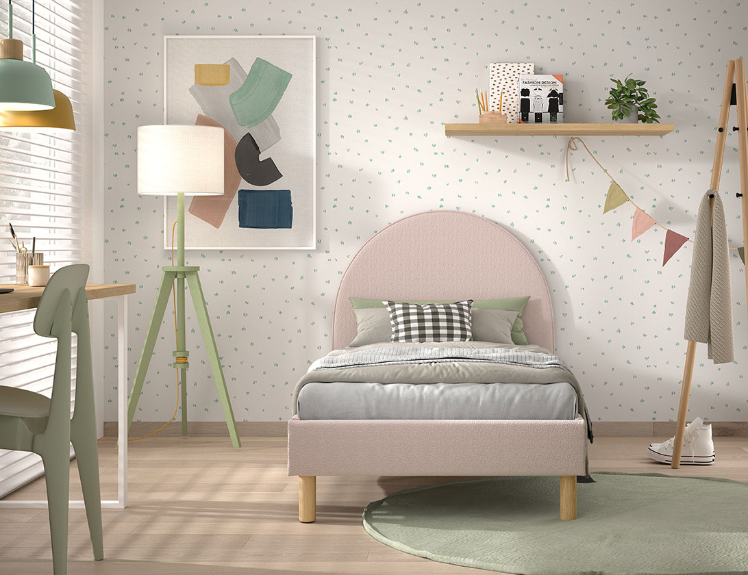 Bed Moon Bouclé 90x200 cm- Roze