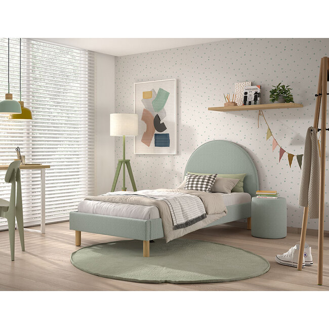 Vipack Bed Moon Bouclé 90x200 cm- Groen