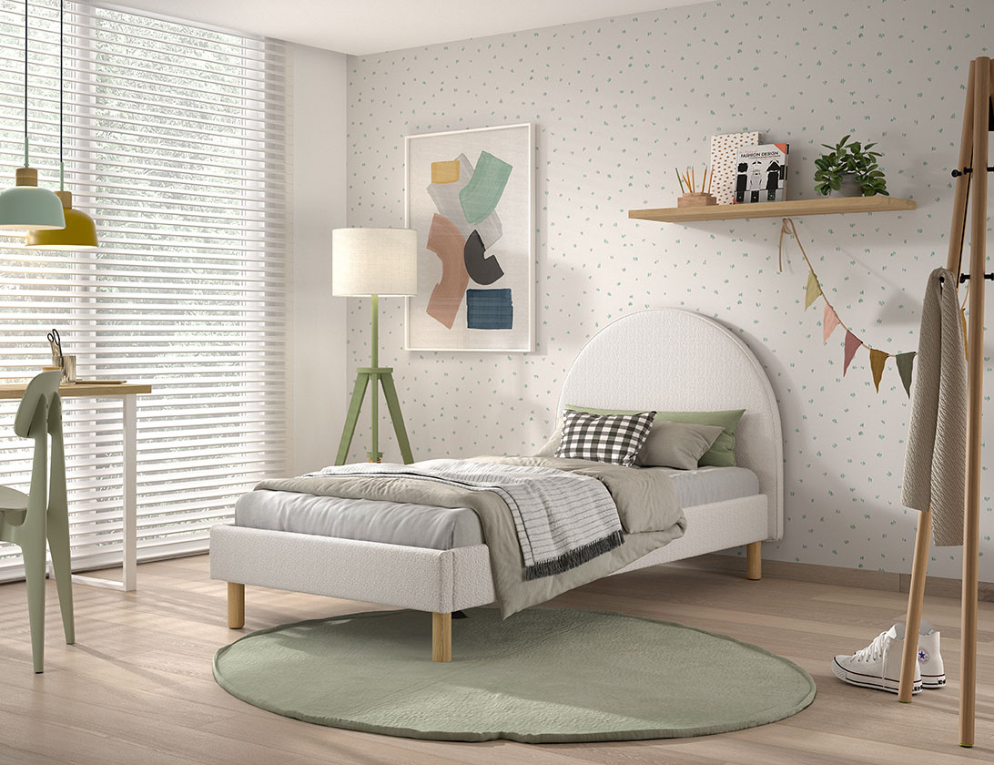 Bed Moon Bouclé 90x200 cm- Wit