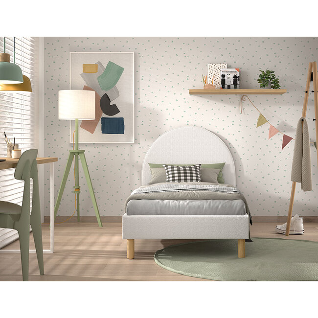 Vipack Bed Moon Bouclé 90x200 cm- Wit