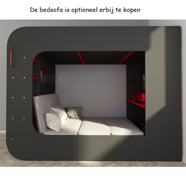 Trasman Hoogslaper The Cube Gamingbed 120x200 - Antraciet