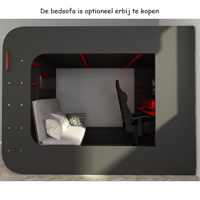 Trasman Hoogslaper The Cube Gamingbed 120x200 - Antraciet