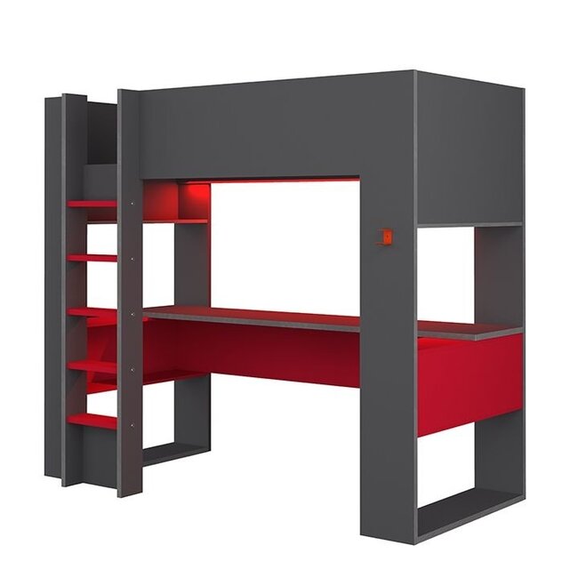 Trasman Hoogslaper The Cube Gamingbed - Antraciet met Rood