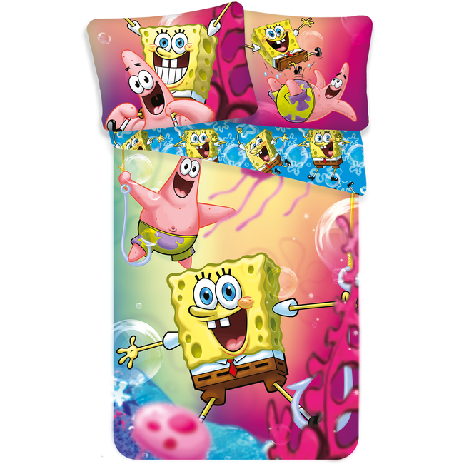 SpongeBob Dekbedovertrek, Fun - 140 x 200 + 70 x 90 cm - Katoen