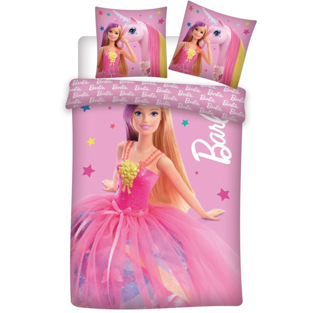 Barbie Dekbedovertrek Unicorn Princess - Eenpersoons - 140 x 200 + 65 x 65 cm - Katoen