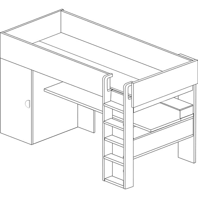 Trasman Hoogslaper Flow eiken/wit- 90x200cm