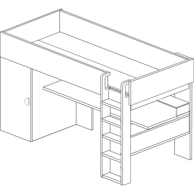 Trasman Hoogslaper Flow eiken/blauw- 90x200cm