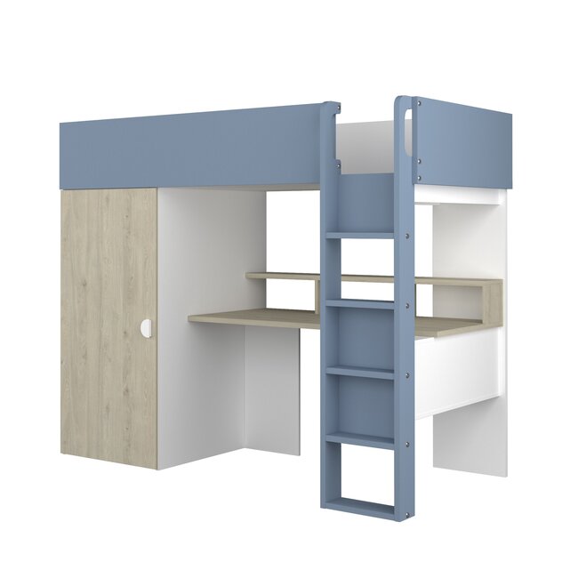 Trasman Hoogslaper Flow eiken/blauw- 90x200cm