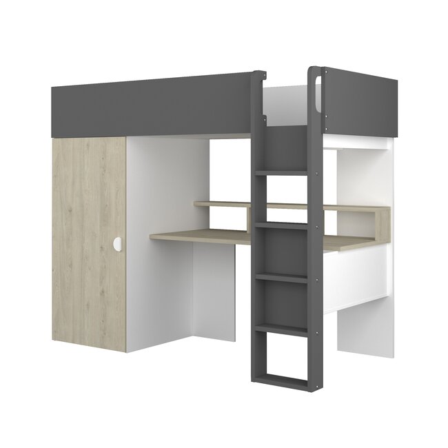 Trasman Hoogslaper Flow eiken/antraciet-90x200cm