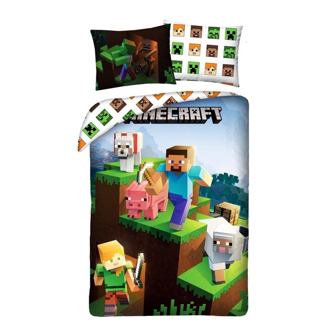 Minecraft Dekbedovertrek Explore - 140 x 200 cm + 70 x 90 cm - Katoen