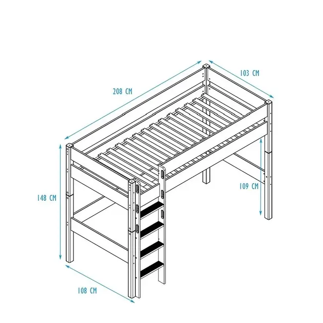 INFANSKIDS Midi hoogslaper Color- Wit/beuken