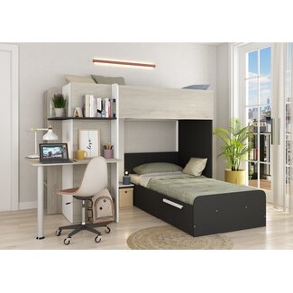 Trasman Stapelbed Palatino met kast en bureau Antraciet-  90x190 cm