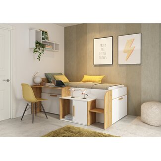 Trasman Kinderbed Sacha met bureau Wit/ Eik -90x200 cm