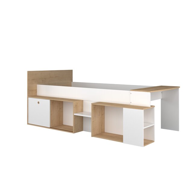 Trasman Kinderbed Gaby met bureau Wit/ Eik -90x200 cm