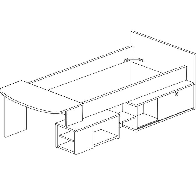 Trasman Kinderbed Gaby met bureau Wit/ Eik -90x200 cm