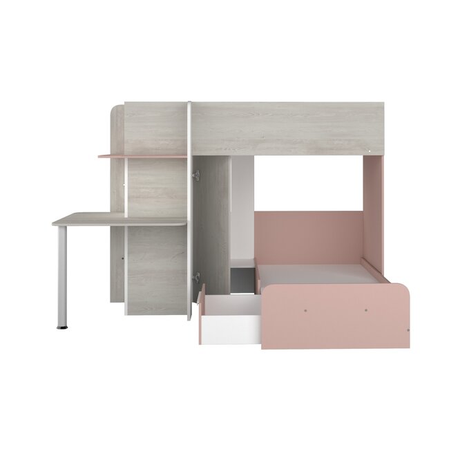 Trasman Stapelbed Palatino met kast en bureau Roze-  90x190 cm