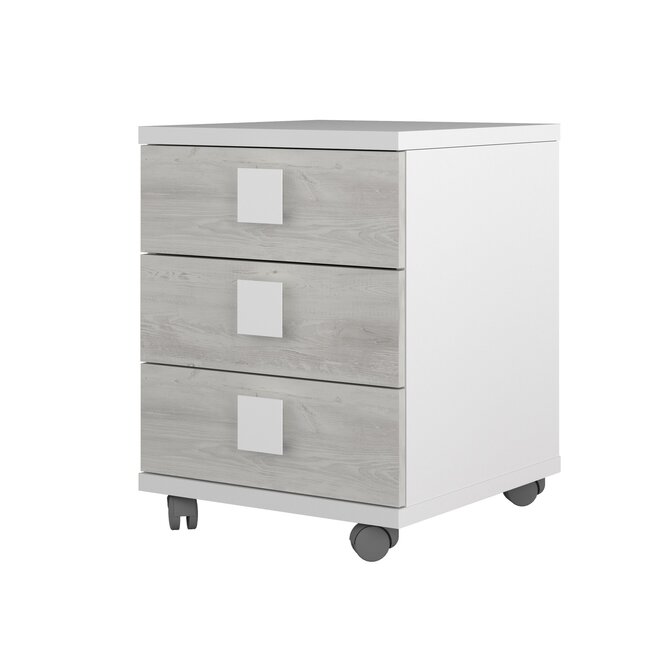 Trasman Kinderbed Artik met slaaplade en kast - Grijs eiken met wit