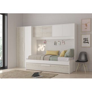 Trasman Kinderbed Artik met slaaplade en kast - Grijs eiken met wit