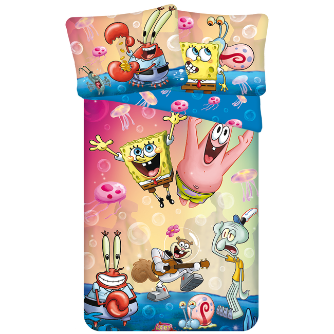 Sponge Bob Dekbedovertrek, Bikinibroek - Eenpersoons - 140 x 200 + 70 x 90 cm  - Polyester