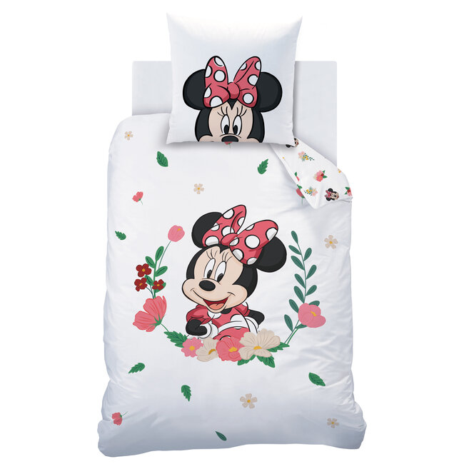 Disney Minnie Mouse  Dekbedovertrek, Flower - 140 x 200 cm + 63 x 63 cm - Katoen