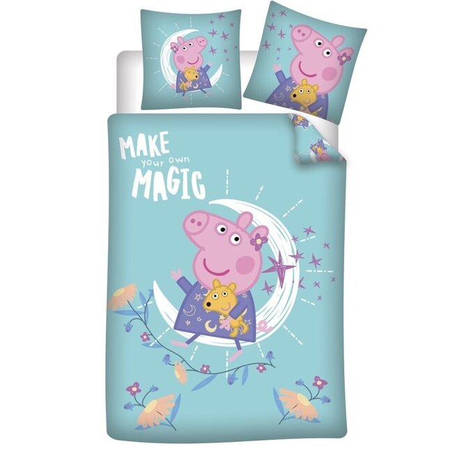 Peppa Pig Dekbedovertrek,  Make Your Own Magic - Eenpersoons - 140 x 200 + 63 x 63 cm - Polyester