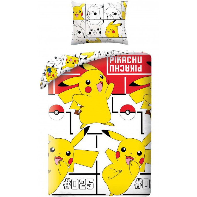Pokémon Dekbedovertrek Pikachu 140 x 200 cm (rood/wit)