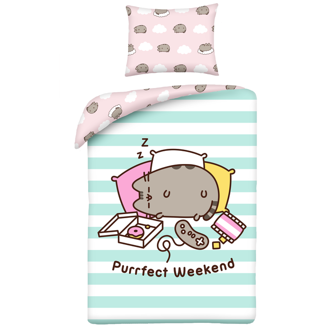 Pusheen Dekbedovertrek, Purrfect Weekend - Eenpersoons - 140 x 200 + 70 x 90 cm - Katoen