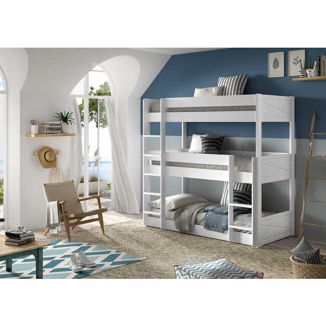 Vipack 3 persoons stapelbed Scott - Wit